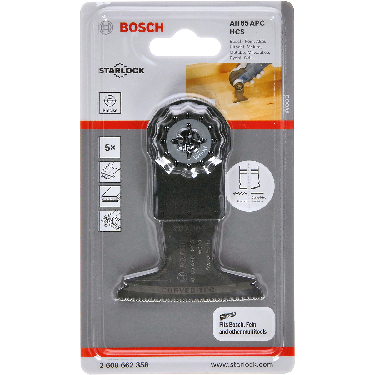 Bosch HCS Tauchsägeblatt AII 65 APC Wood, 40 x 65 mm, 5er-Pack
