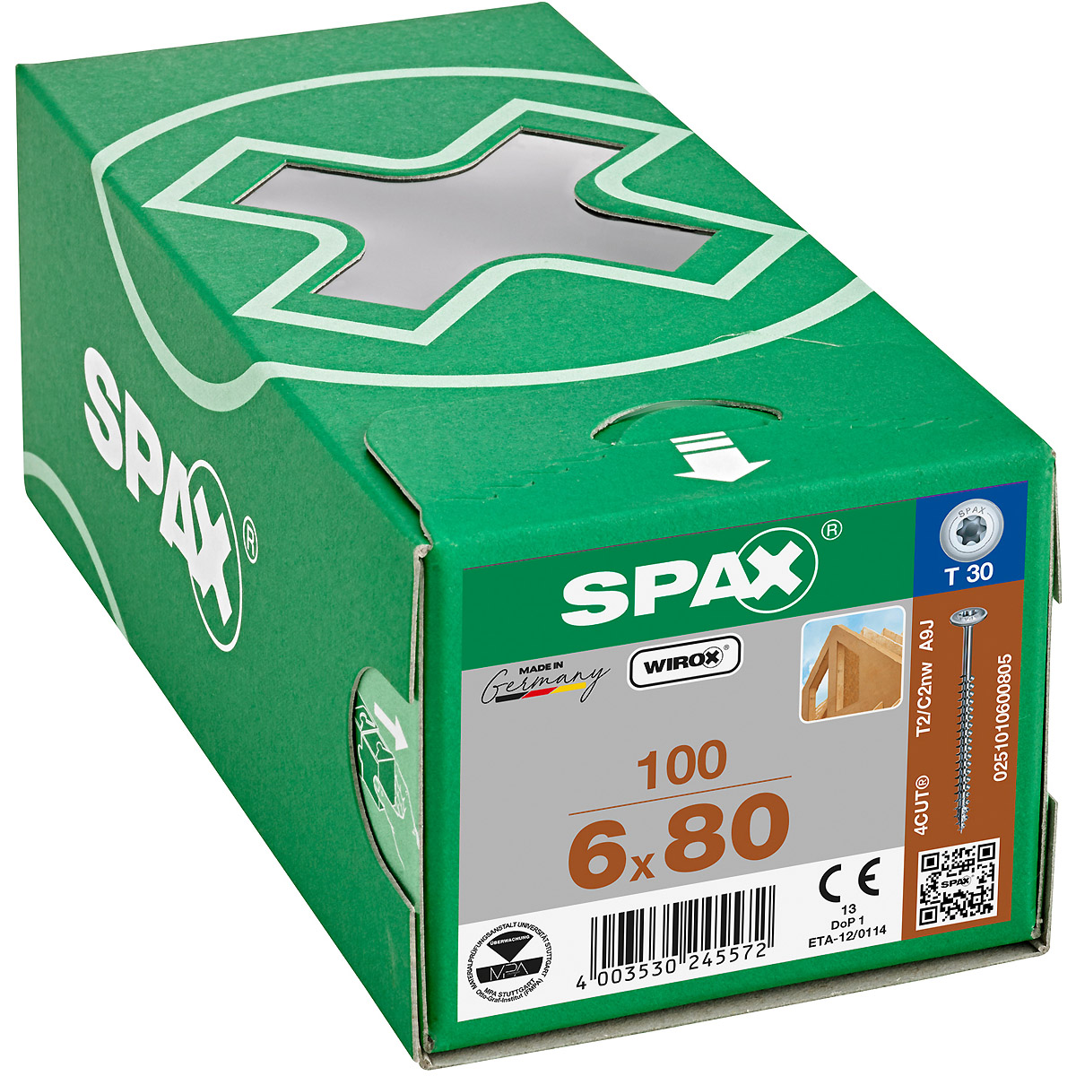 SPAX Tellerkopf T-Star Plus T30 Vollgewinde WIROX, 100 Stück