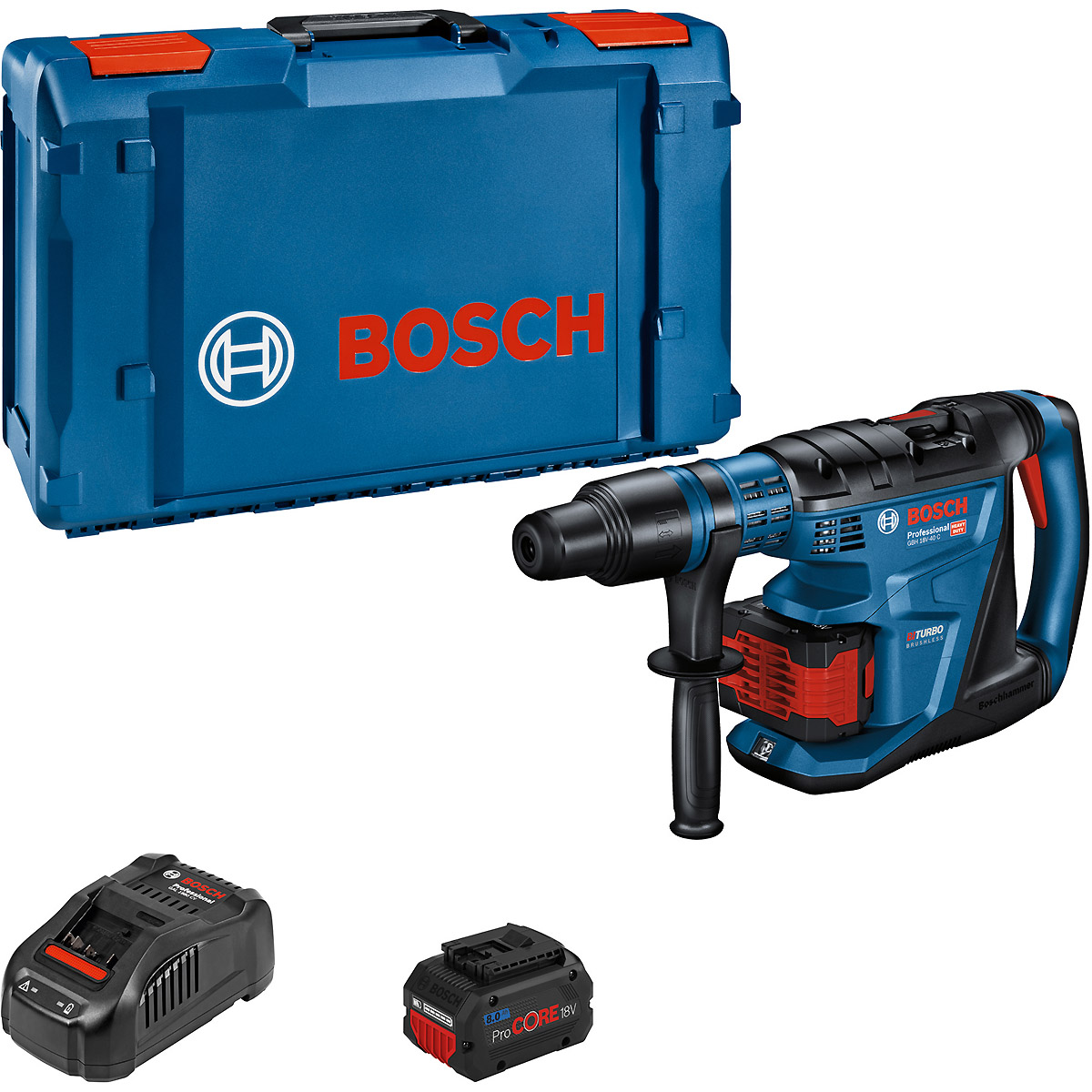 Bosch Akku-Bohrhammer BITURBO mit SDS max GBH 18V-40 C, 2 x Akku ProCORE18V 8.0Ah