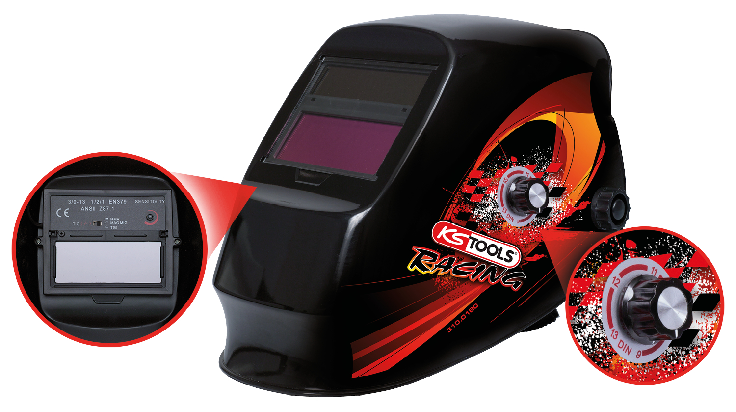 KS Tools Schweißer-Schutzhelm, Racing Design
