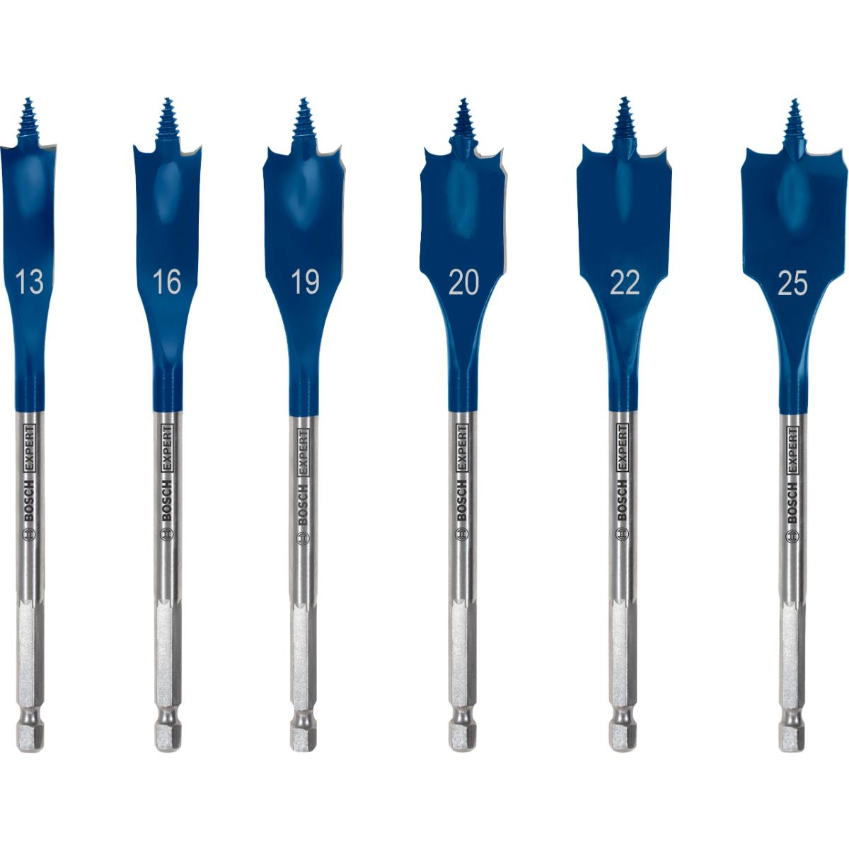 Bosch EXPERT Self Cut Speed Flachfräsbohrer-Set, 13/16/19/20/22/25/25/32, 6-teiliges Set