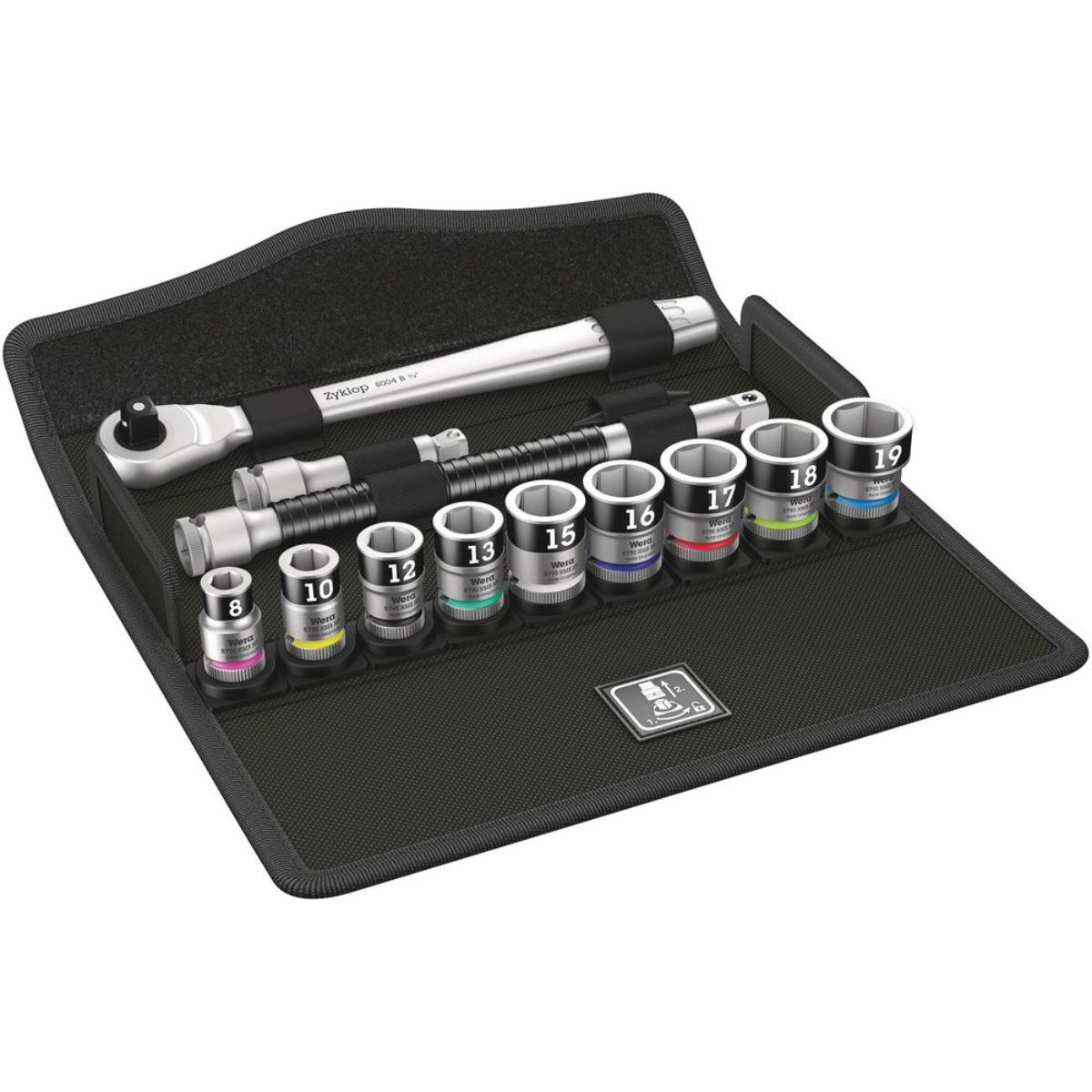 Wera 8100 SB HF 1 Zyklop Metal-Knarrensatz, Umschalthebel, 3/8"-Antrieb, metrisch, 13-tlg