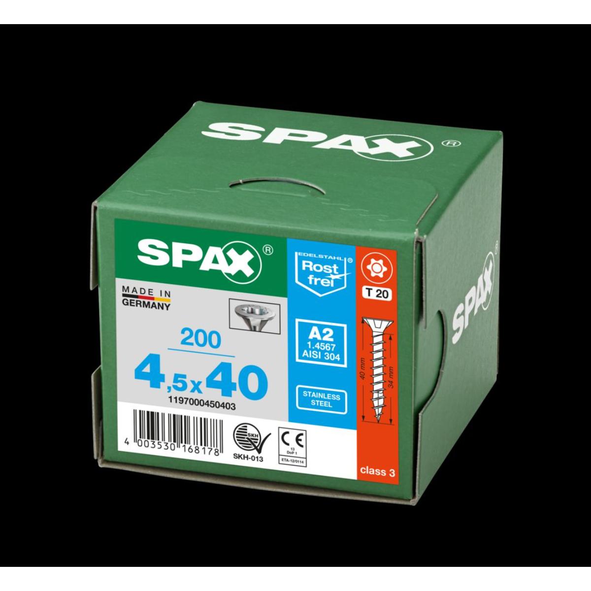 SPAX A2 Senkmultikopf T-Star Plus T20 Vollgewinde, 200 Stück