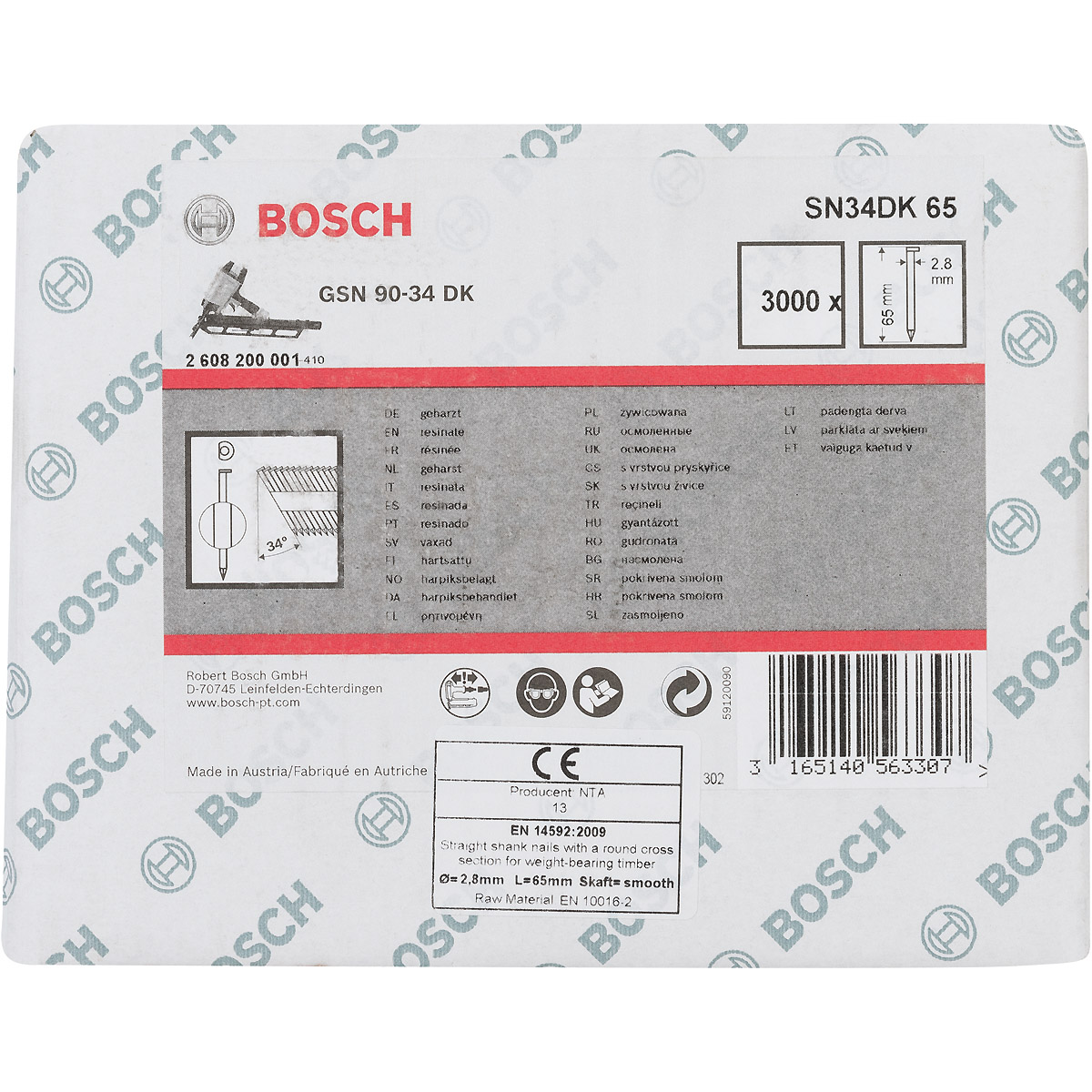 Bosch D-Kopf Streifennagel, blank, glatt