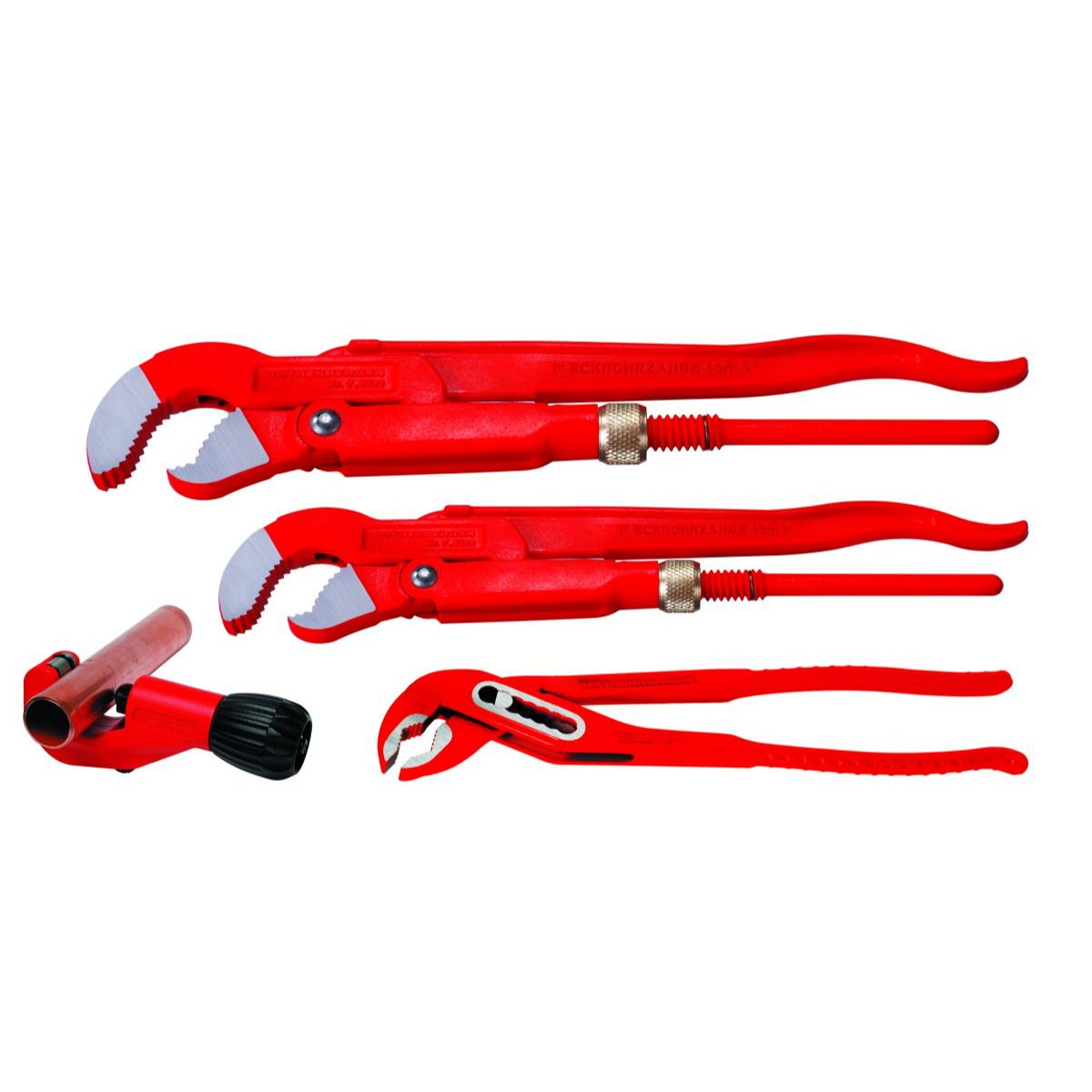 Rothenberger Zangenset: TUBE CUTTER 35, Wasserpumpenzange 10", Eckrohrzange 1"+1.1/2"