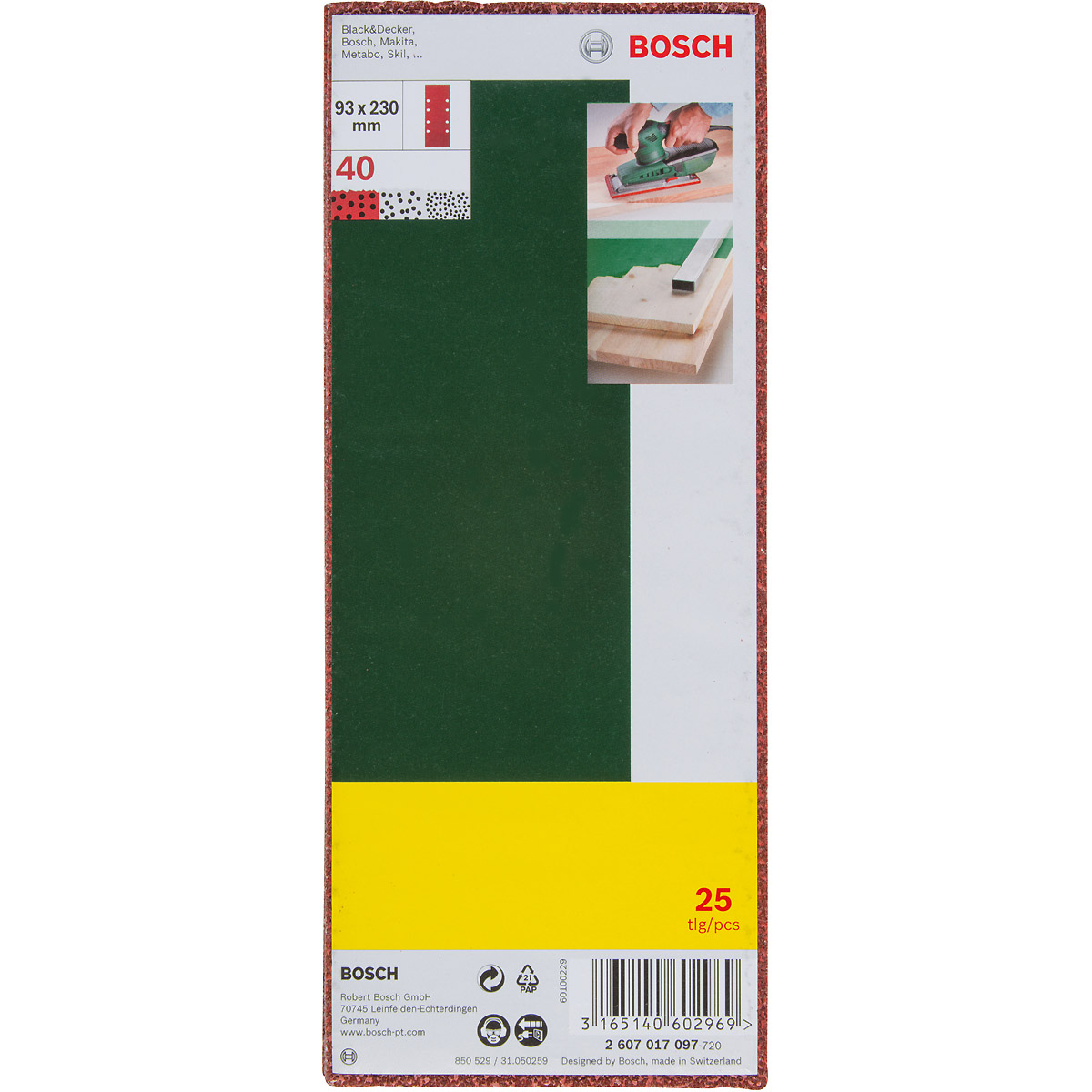 Bosch Schleifblatt-Set für Schwingschleifer, 25-teilig, 8 Löcher, 93 x 230 mm