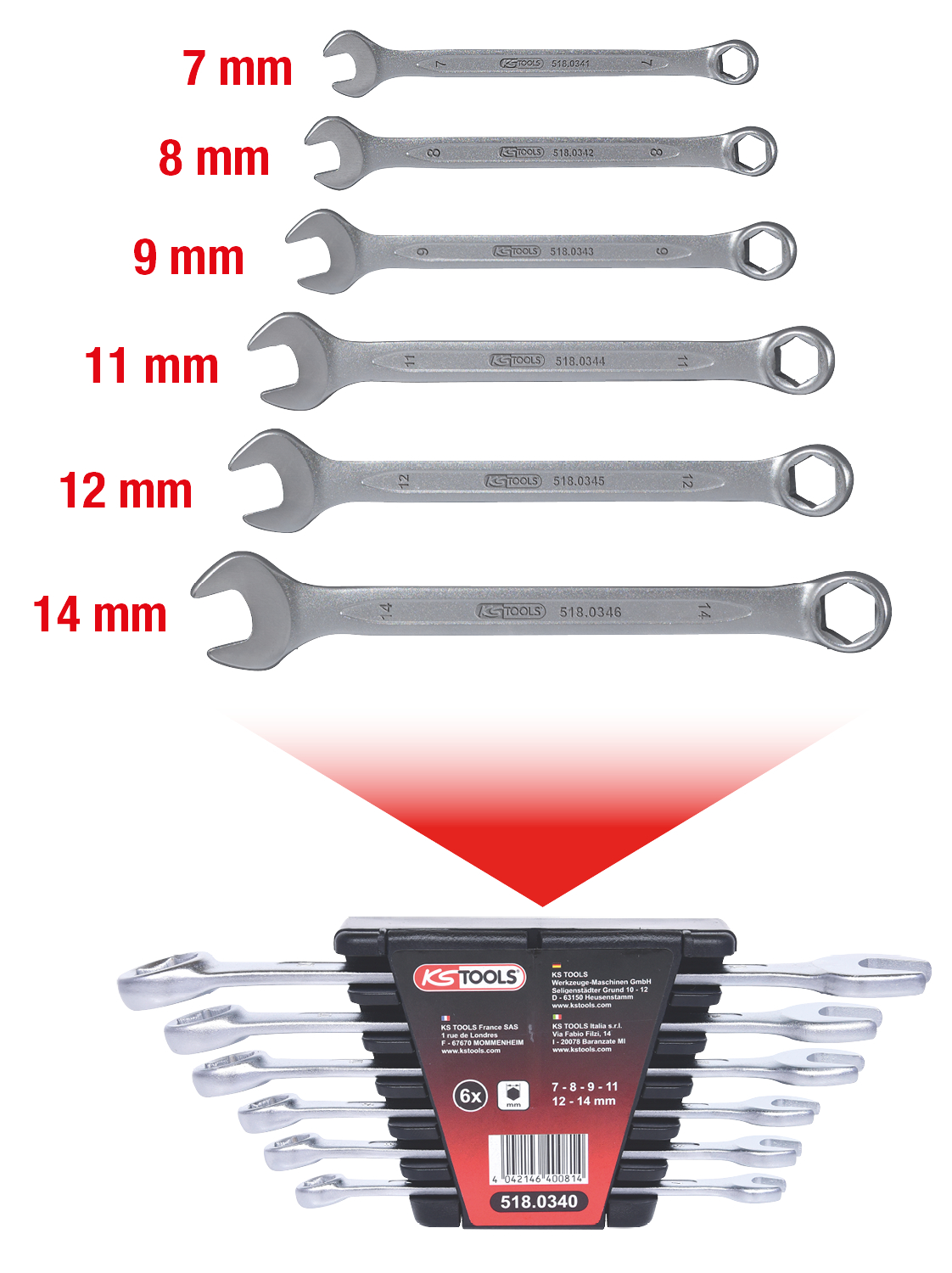 KS Tools Bremssystem-Entlüfterschlüssel-Satz, 6-tlg