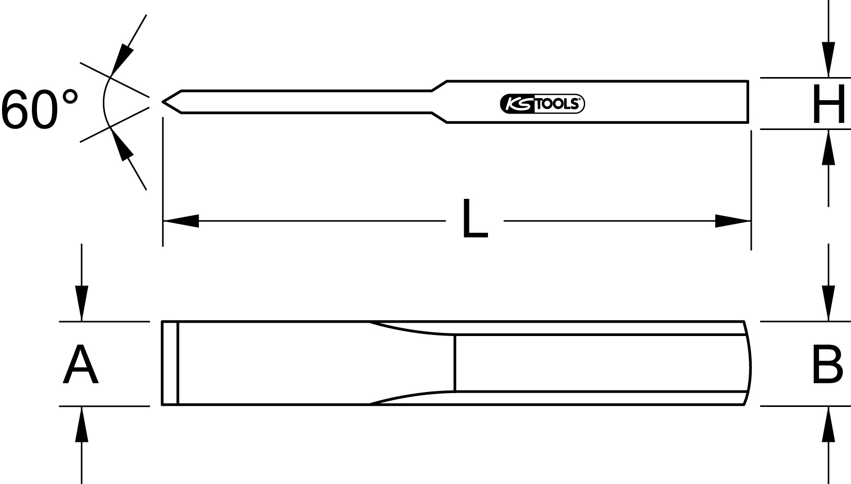 KS Tools Schlitzmeißel, 230mm