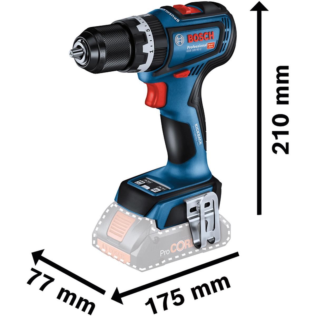 Bosch Schlagbohrschrauber GSB 18V-90C in L-BOXX 136 mit 2 x Li-Ion-Akku 4,0 Ah ProCORE18V, Schnellla