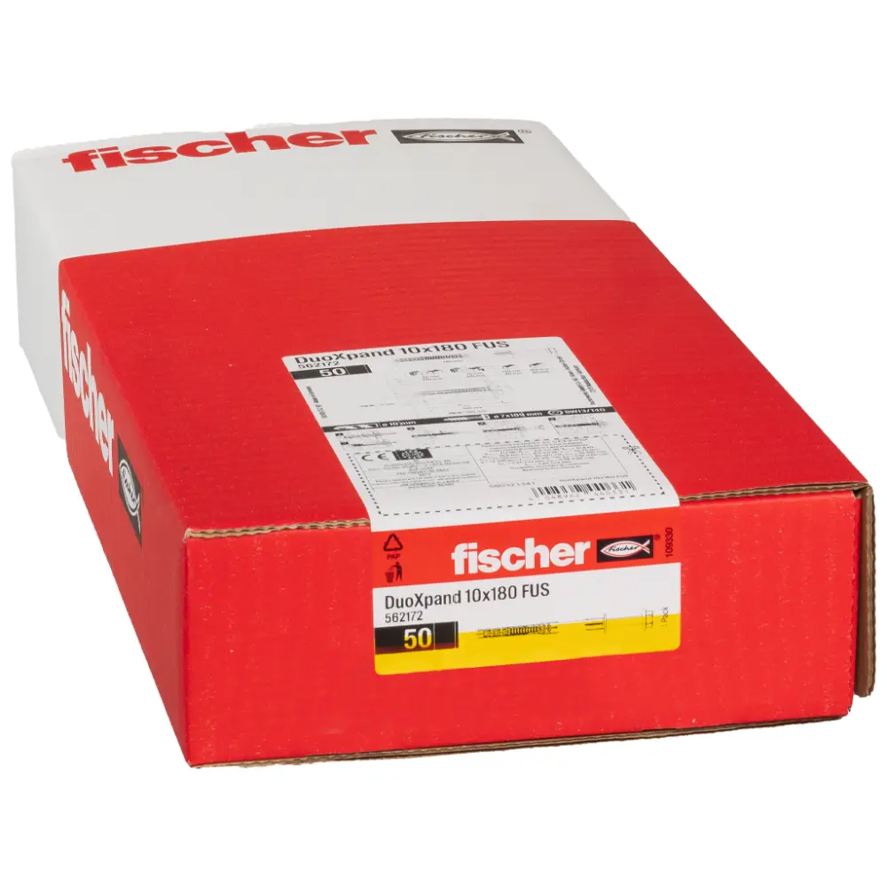 Fischer Langschaftdübel DuoXpand 10x180 FUS mit Sechskantschraube und U-Scheibe