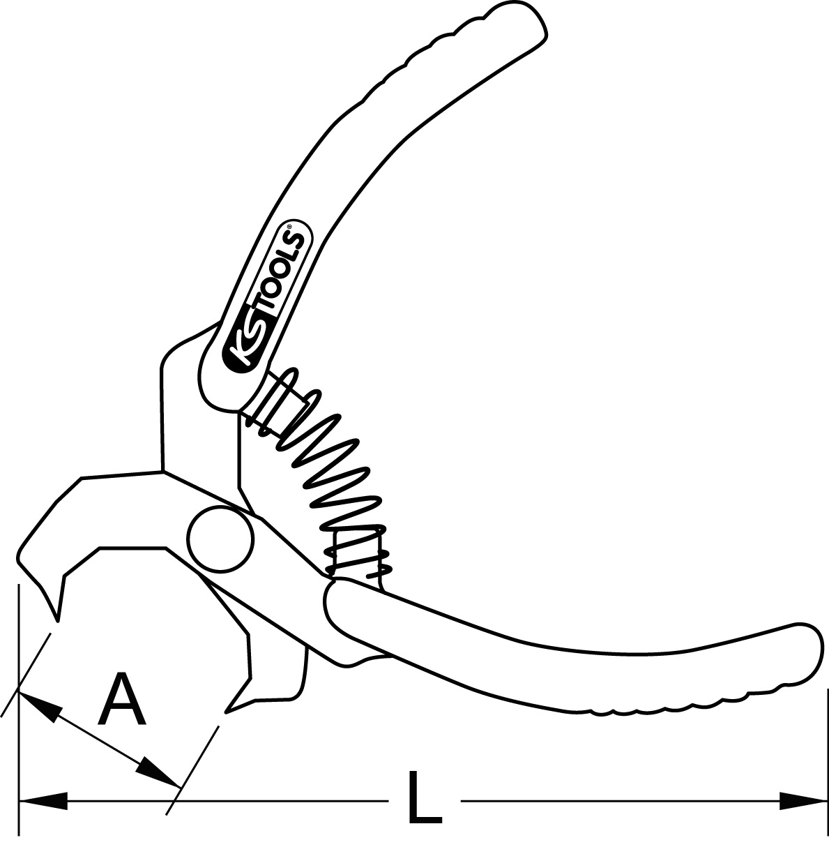 KS Tools Niet-Lösezange, rot, abgewinkelt, 100mm
