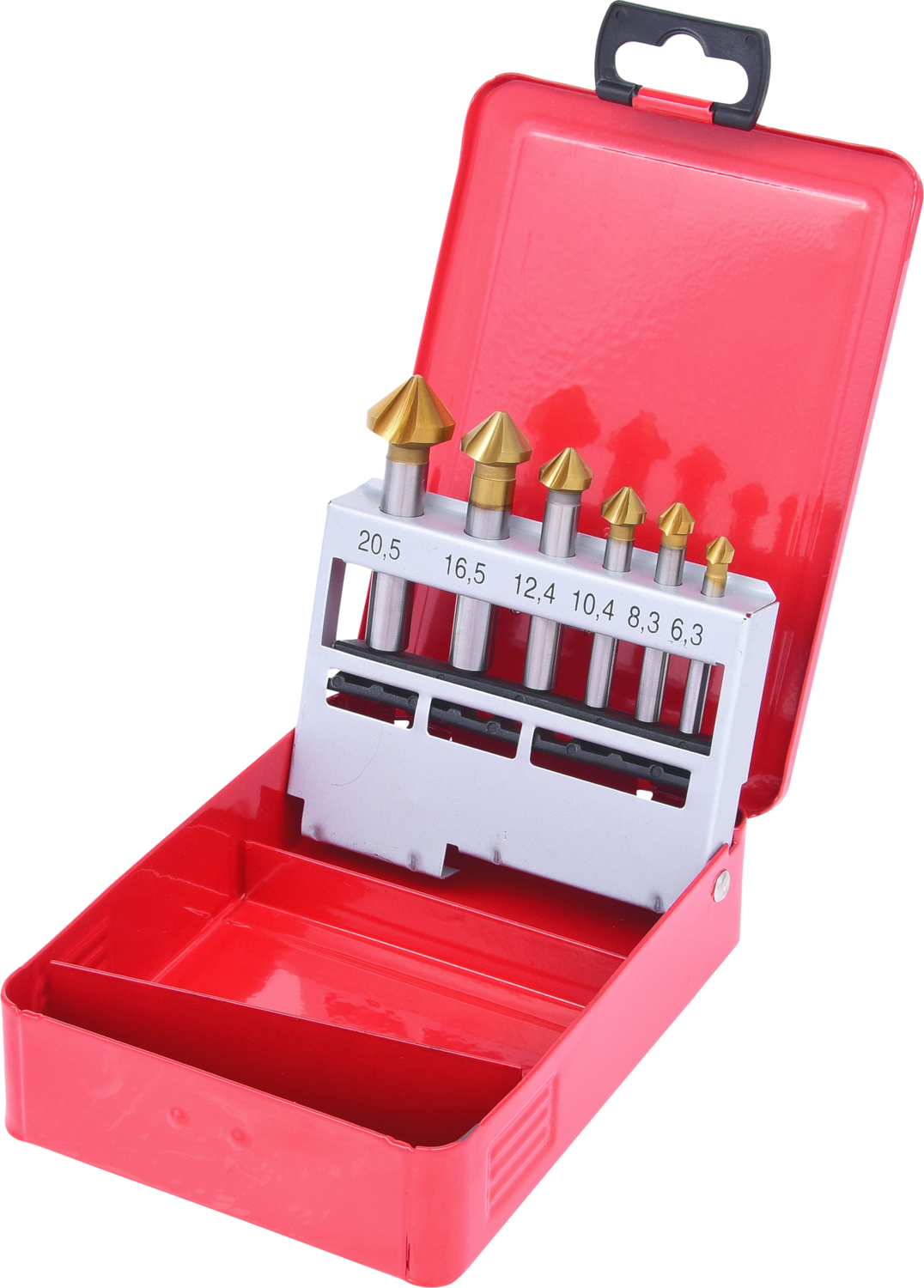 KS Tools HSS TiN Kegel-Entgratsenker-Satz, Stahlblechkassette 6-tlg