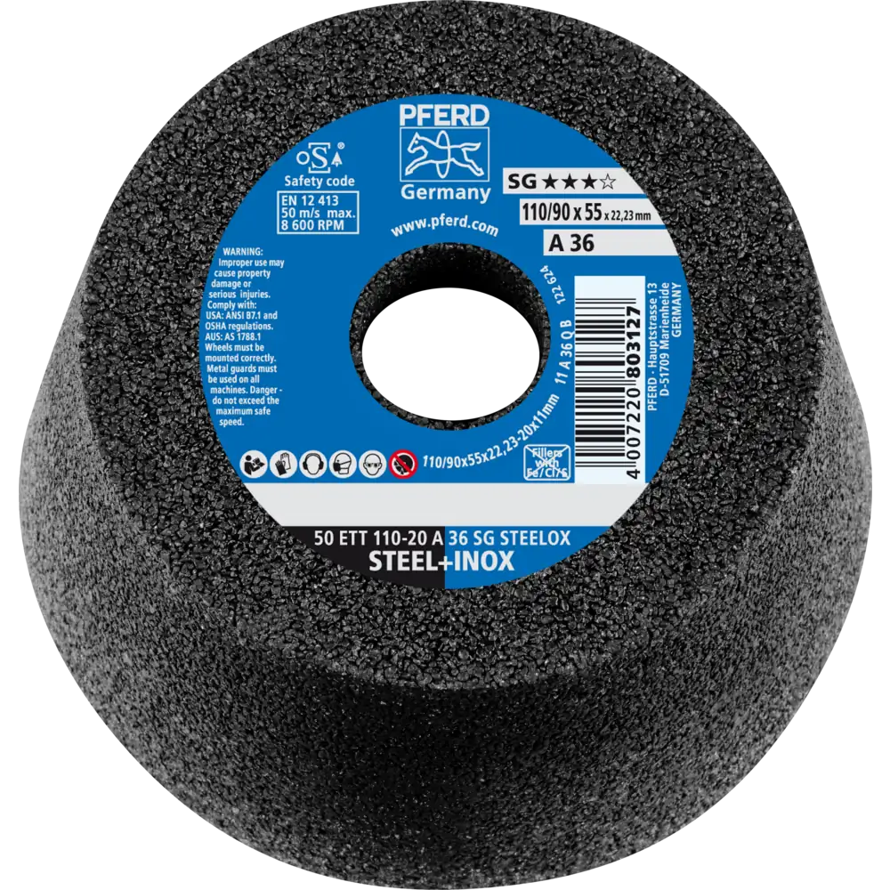 PFERD TOOLS Schleiftopf ETT Leistungslinie SG STEELOX für Stahl/Edelstahl