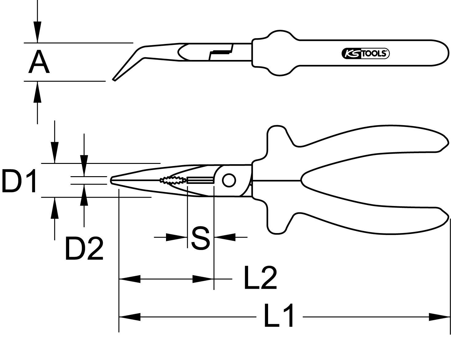 KS Tools BERYLLIUMplus Telefonzange gewinkelt