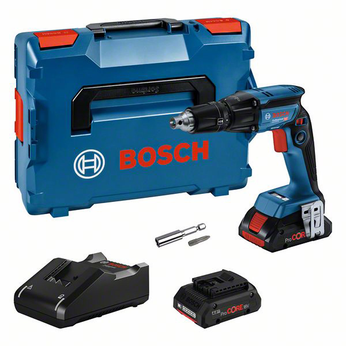 Bosch Akku-Trockenbauschrauber GTB 18V-45, 2 x Akku ProCORE18V 4.0Ah, Ladg. u. L-BOXX