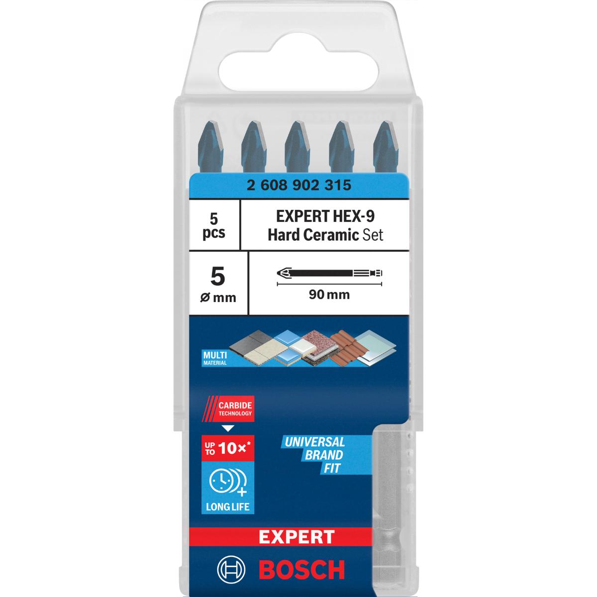 Bosch EXPERT HEX-9 Hard Ceramic HEX-9 Bohrer 5 x 90 mm, 5-Stück