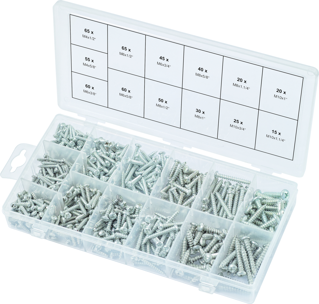 KS Tools Sortiment Linsenkopf-Blechtreibschrauben, 550-tlg