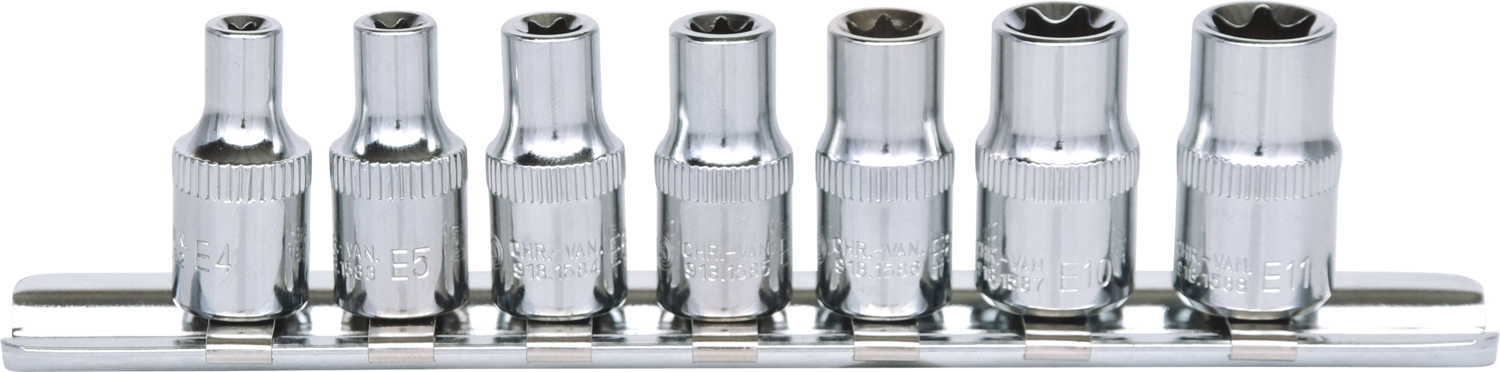 KS Tools 1/4" CHROMEplus Torx-E Stecknuss-Satz, 7-tlg