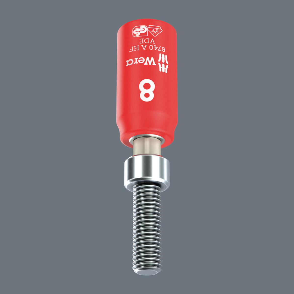 Wera 8740 A VDE HF Zyklop Bitnuss, isoliert, mit 1/4 zoll-Antrieb, mit Haltefunktion für Innensechskantschrauben, 6 x 45 mm