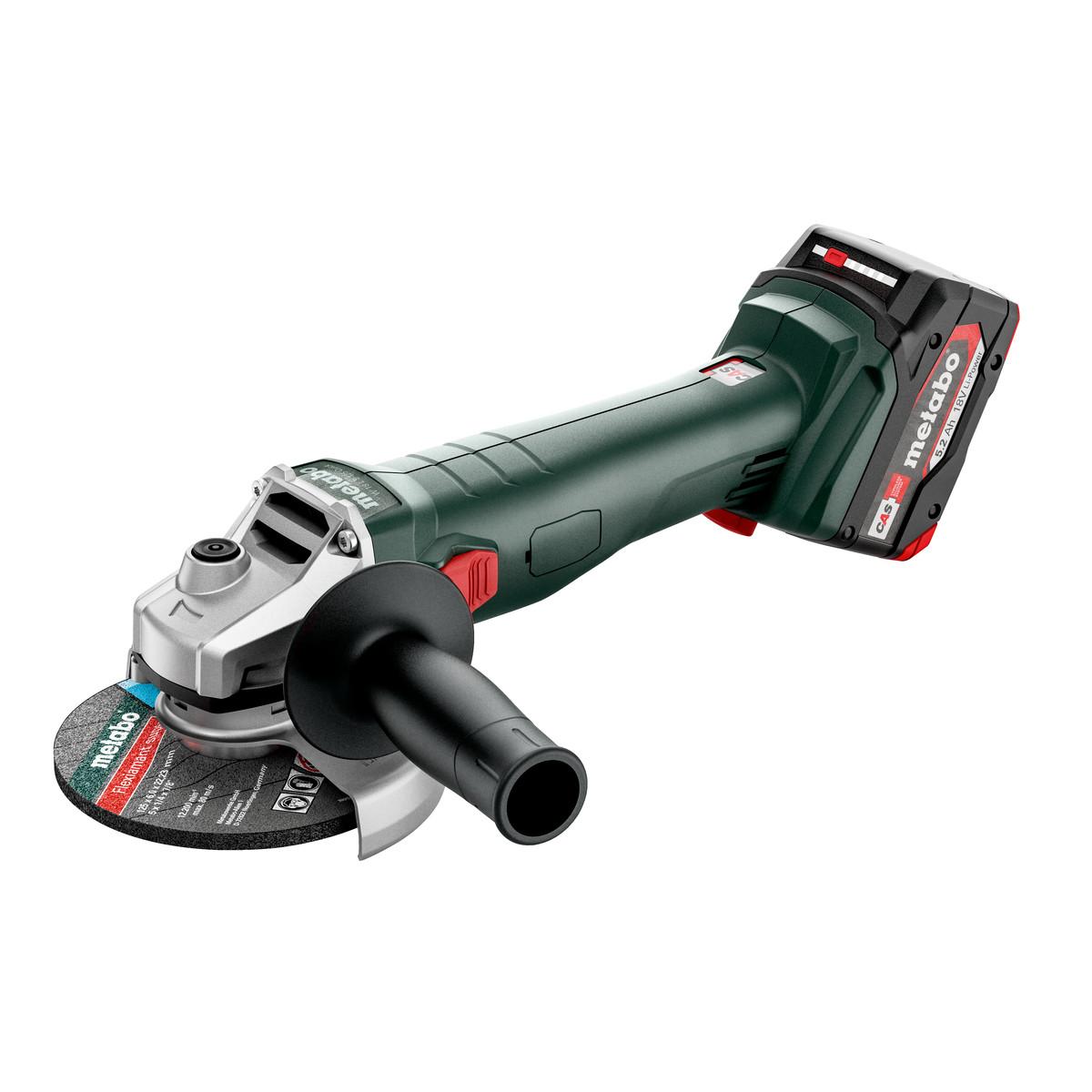 Metabo Akku-Winkelschleifer W 18 L 9-125 Quick mit Schnellspannmutter - metaBOX 165 L - 18V 2x5.2Ah 