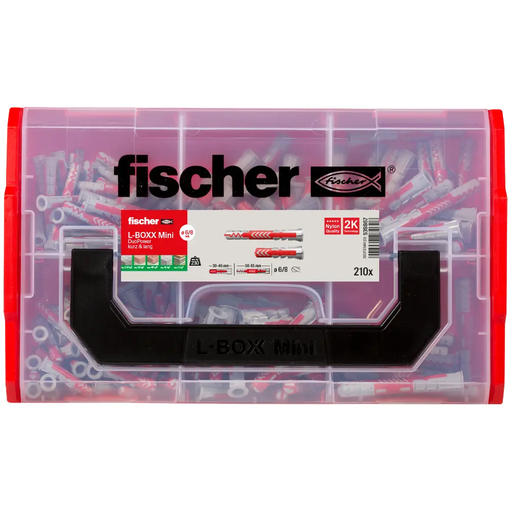 Fischer Dübelsortiment L-BOXX mini DuoPower kurz und lang (210 Teile)