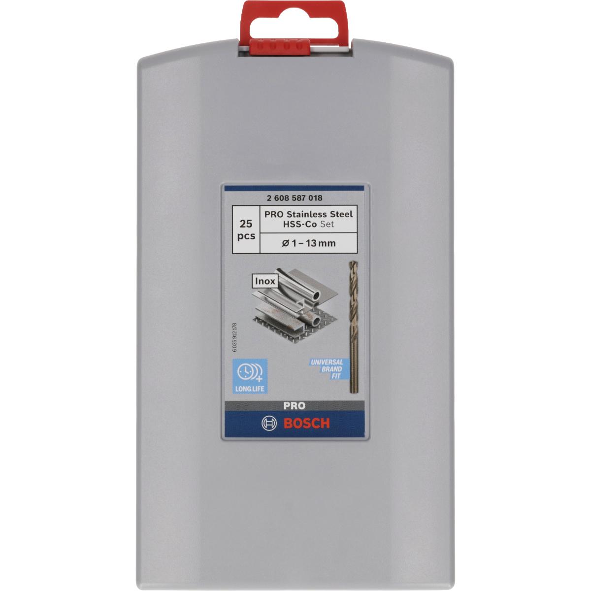 Bosch Metallbohrer-Set HSS-Co (Cobalt-Legierung), ProBox, 25-teilig, DIN 338, 1-13 mm