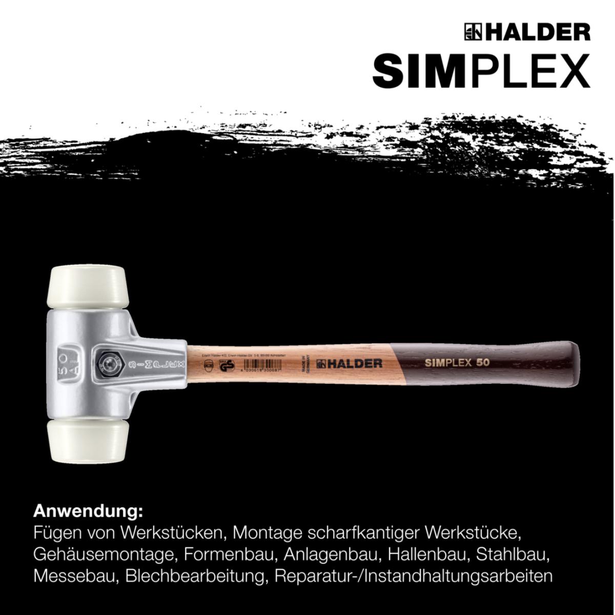 HALDER SIMPLEX - Schonhammer mit Aluminiumgehäuse und Holzstiel, Nylon