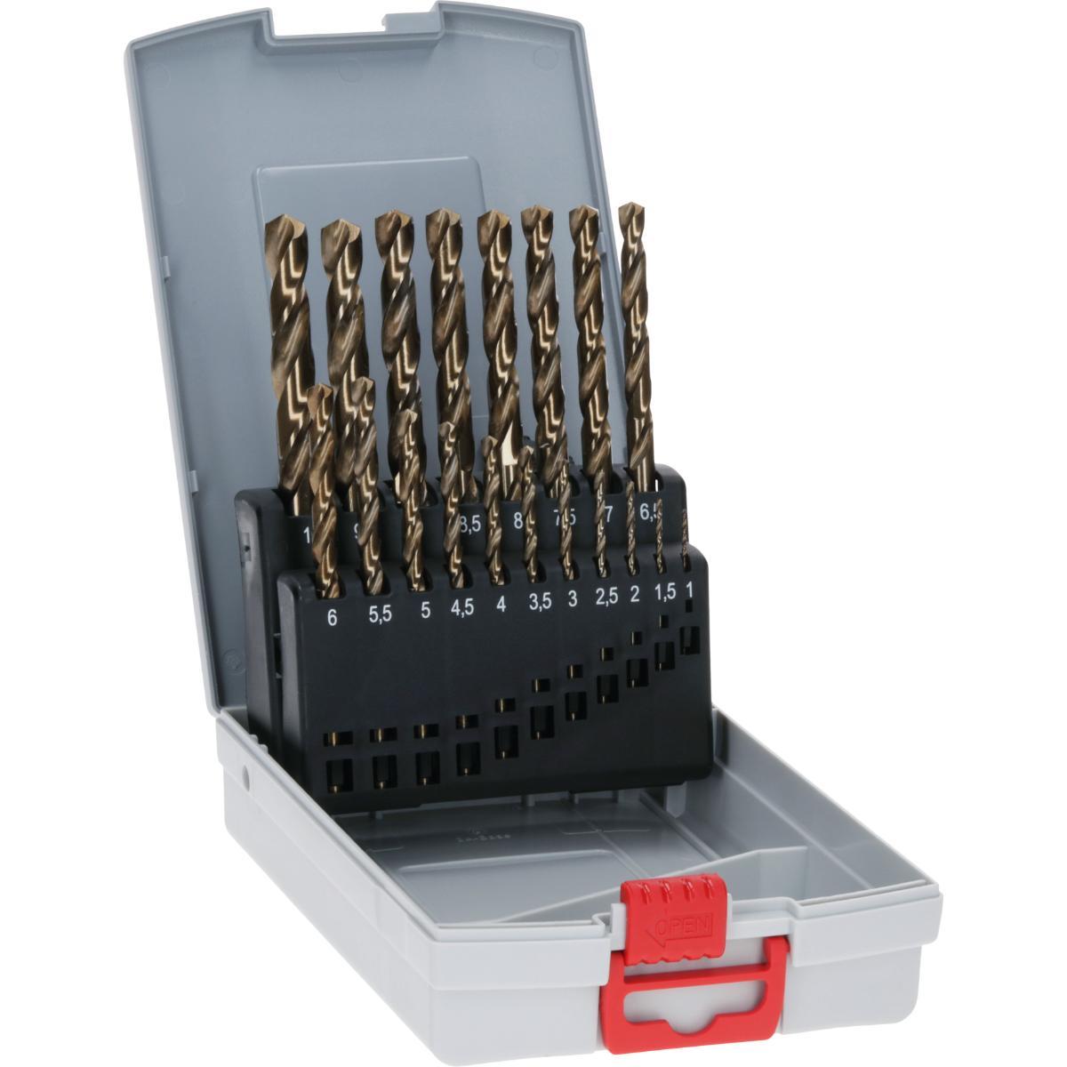 Bosch Metallbohrer-Set HSS-Co (Cobalt-Legierung), ProBox, 19-teilig, DIN 338, 1-10 mm