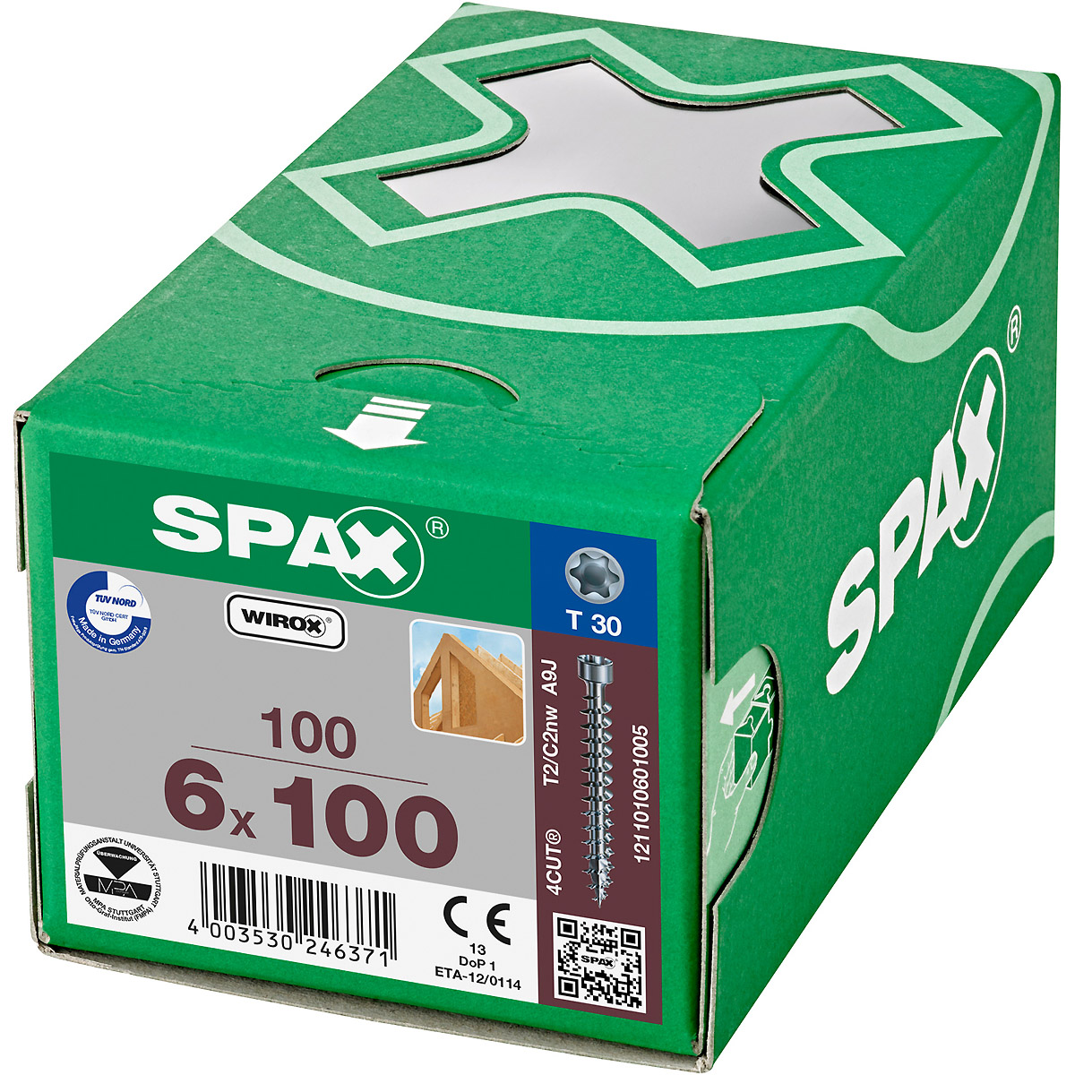SPAX Zylinderkopf T-Star Plus T30 Vollgewinde WIROX, 100 Stück