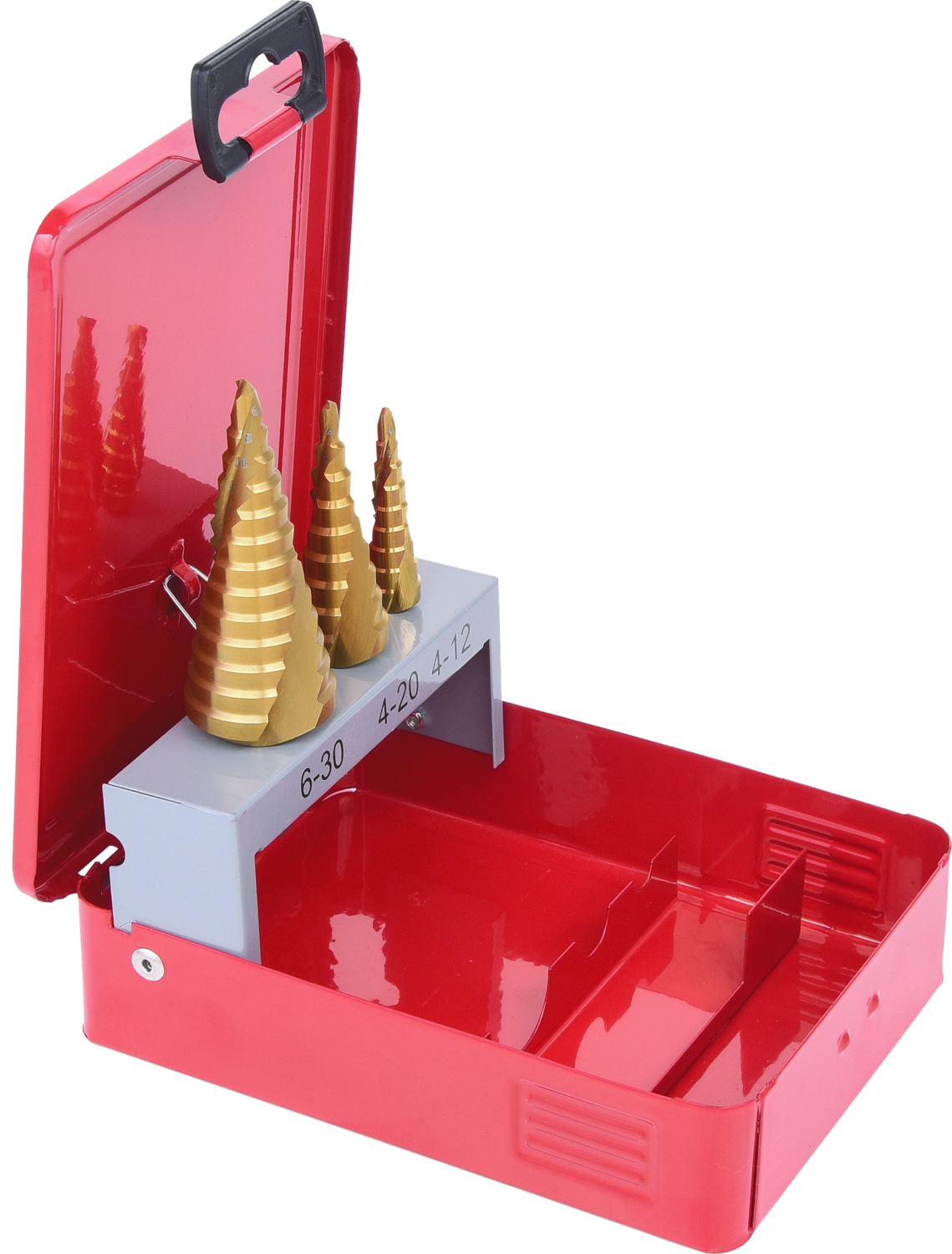 KS Tools HSS TiN Stufenbohrer-Satz, Stahlblechkassette 3-tlg