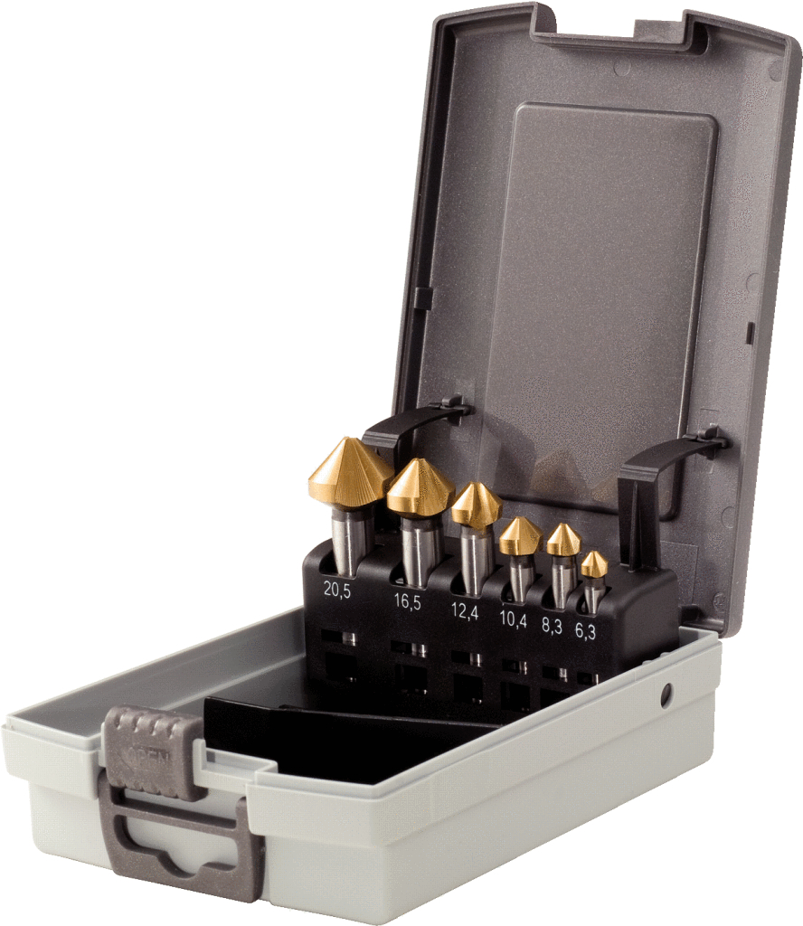 KS Tools HSS TiN Kegel-Entgratsenker-Satz, Kunststoffkassette 6-tlg