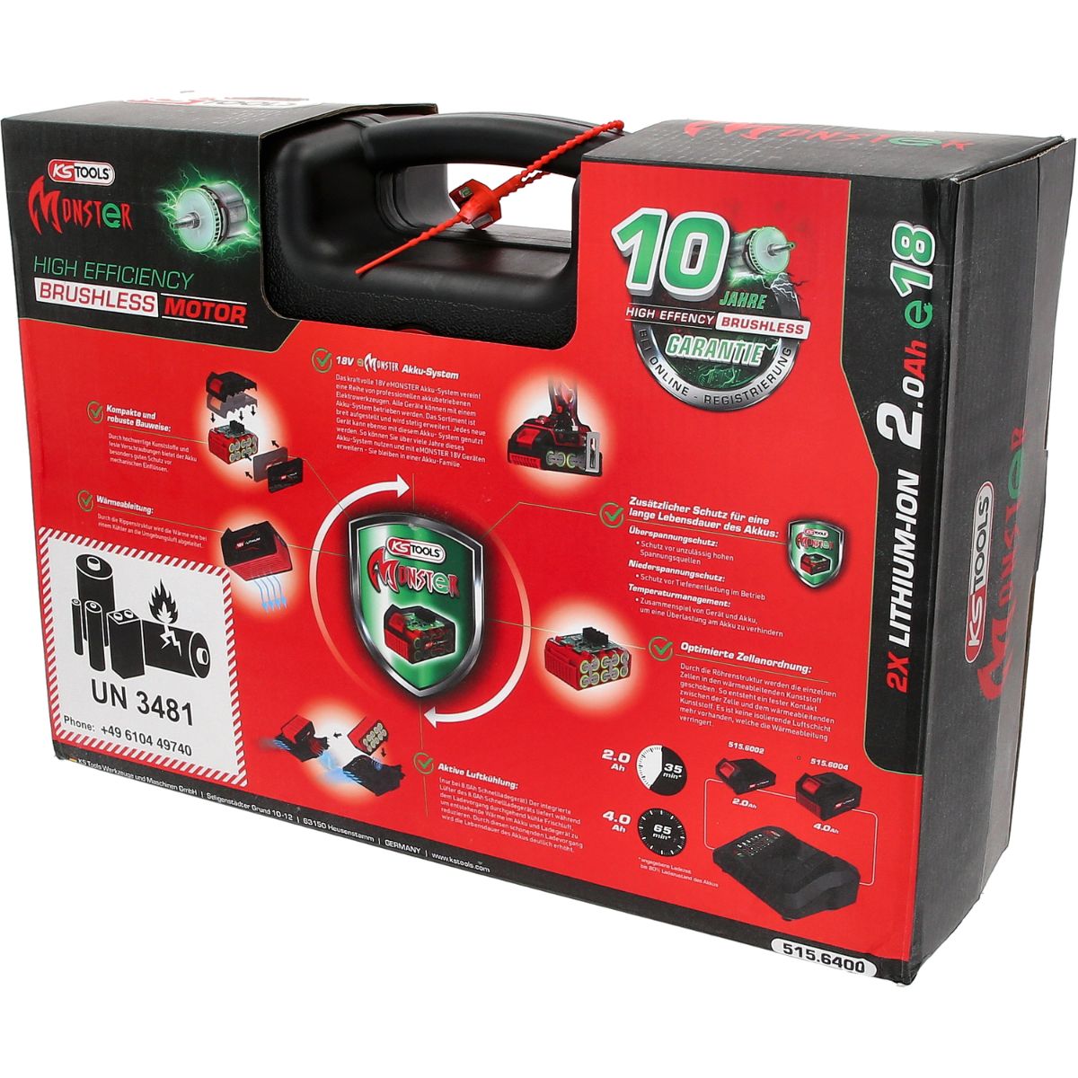 KS Tools eMONSTER Brushless-Akku-Bohr-Schrauber-Satz, 4-tlg