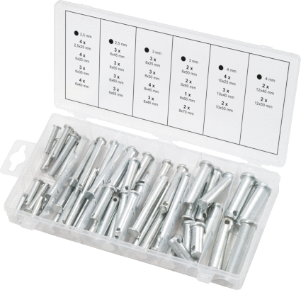 KS Tools Sortiment Sicherungsbolzen, Ø 5-12mm, 21 Größen, 60-tlg