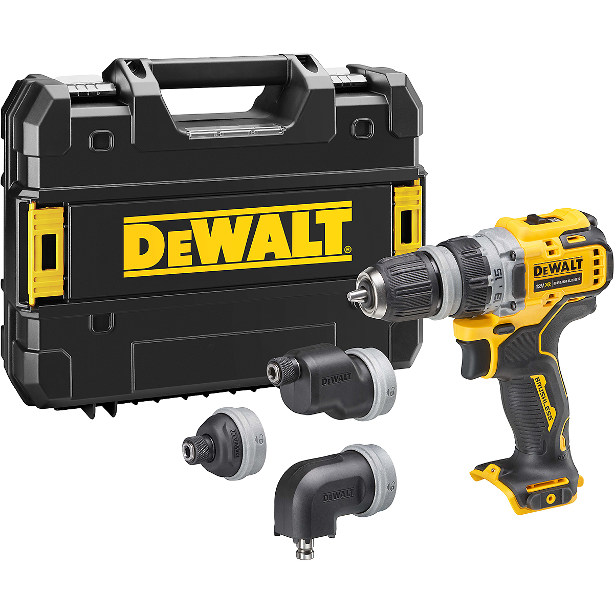 DEWALT Akku-Bohrschrauber + 4 Wechselköpfe 12V Basisversion