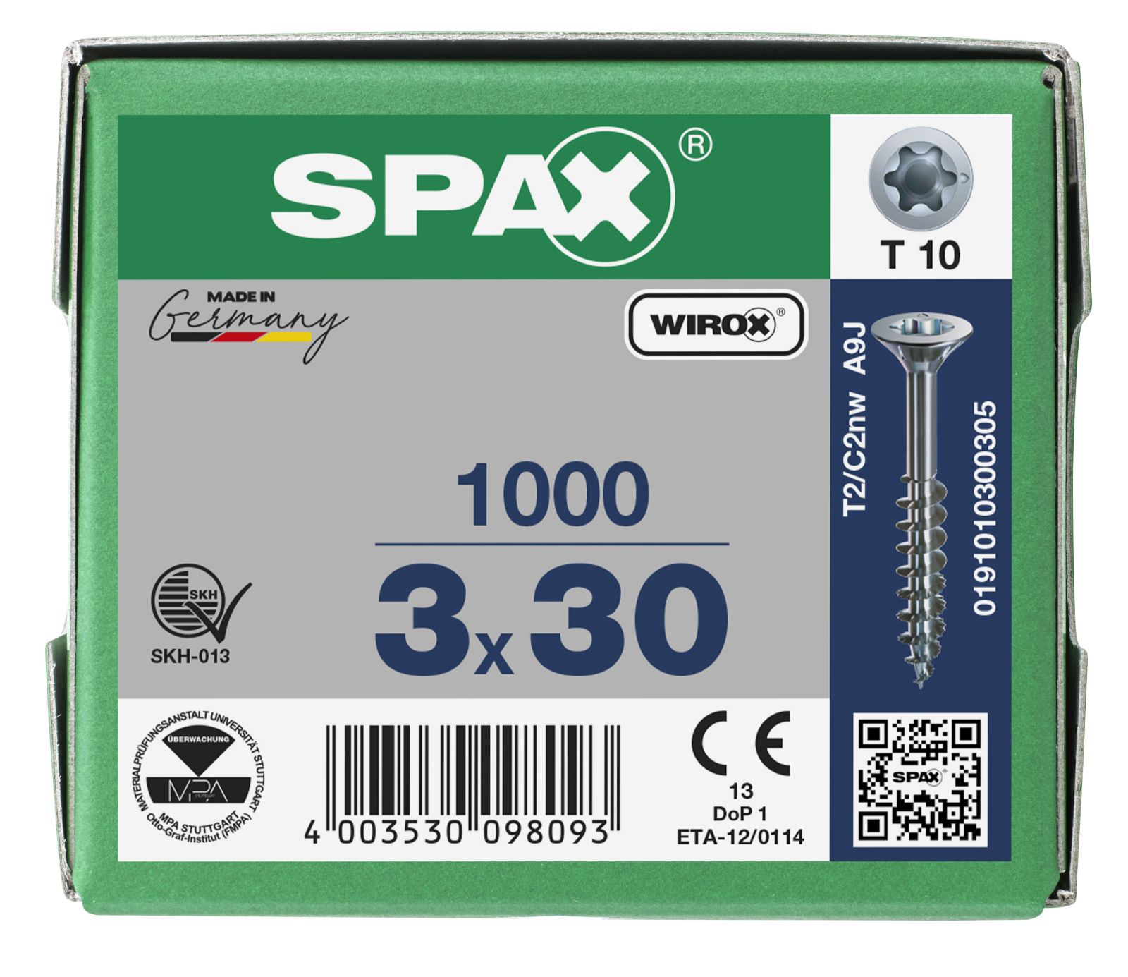 SPAX-S Senkkopf Bremsrippen T-Star Plus T10 Teilgewinde WIROX, 1000 Stück