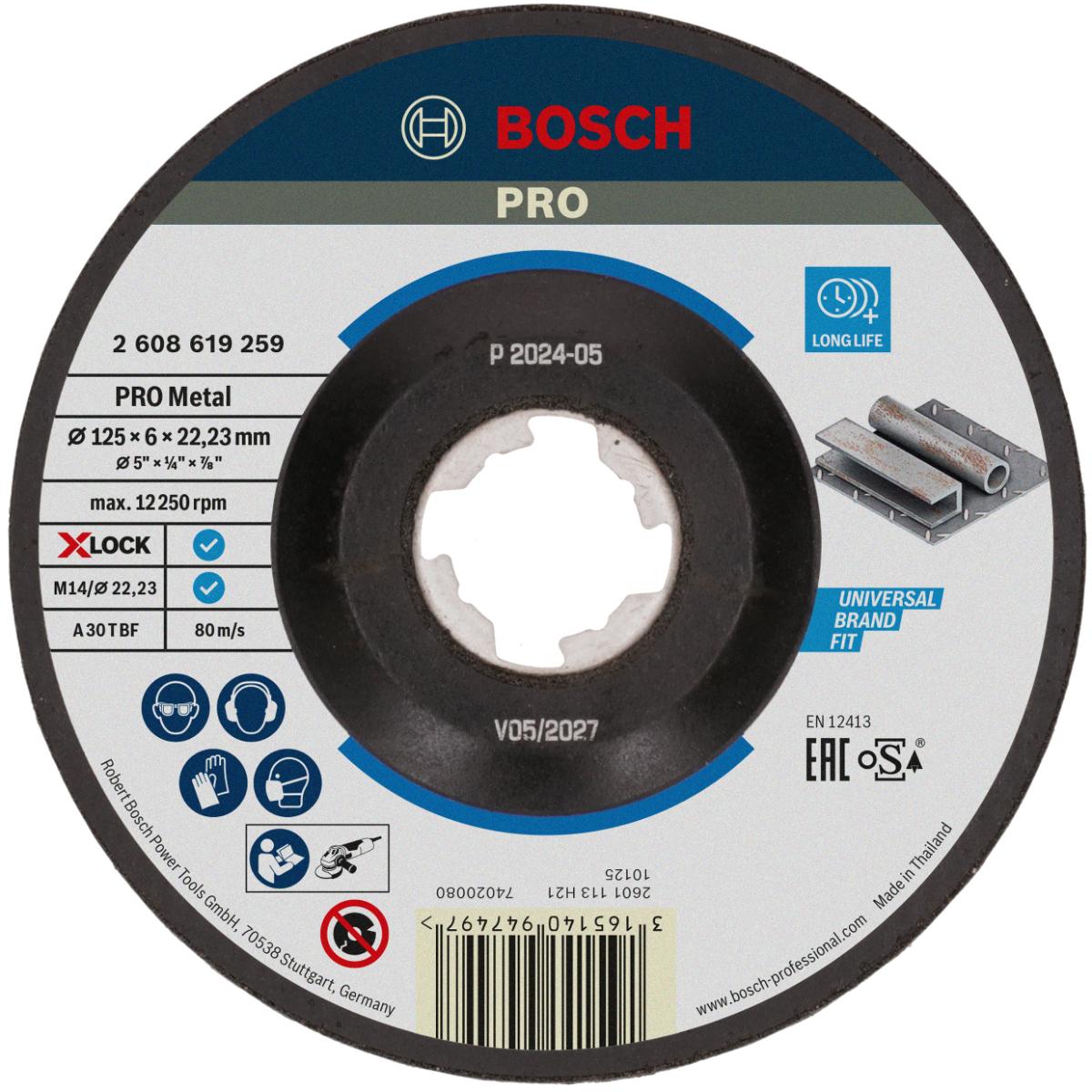 Bosch PRO Schruppscheibe X-LOCK, gekröpft Expert for Metal A 30 T BF, 115 x 22,23 x 6 mm