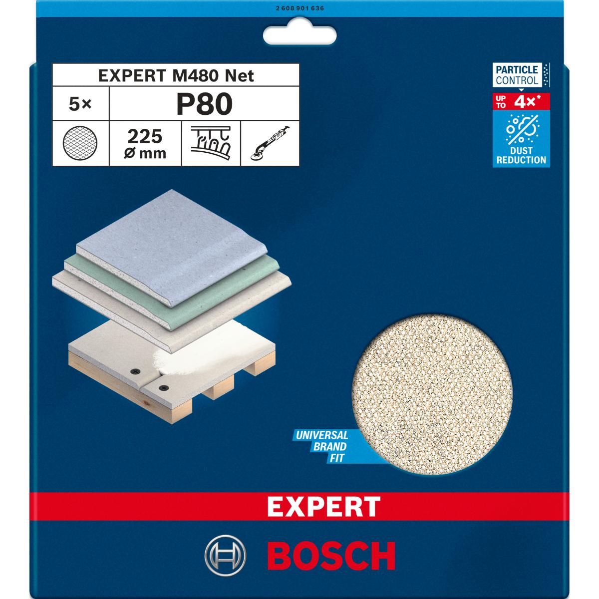 Bosch EXPERT M480 Schleifnetz, 225 mm, 5 Stück