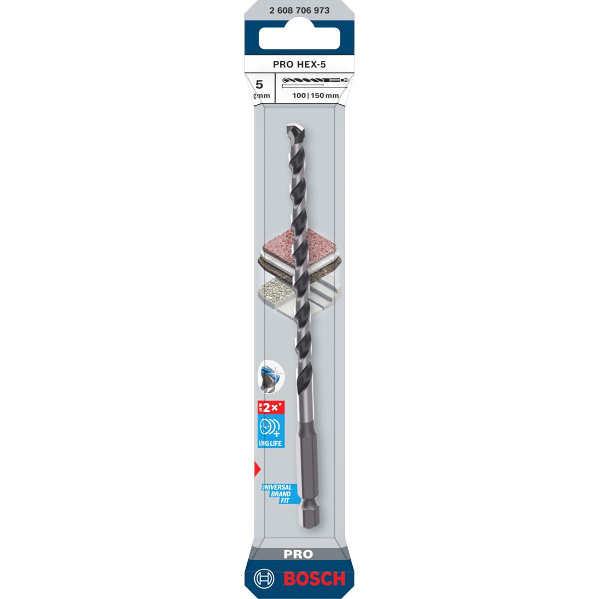Bosch PRO HEX-5 Bohrer, 5 x 50 x 150 mm