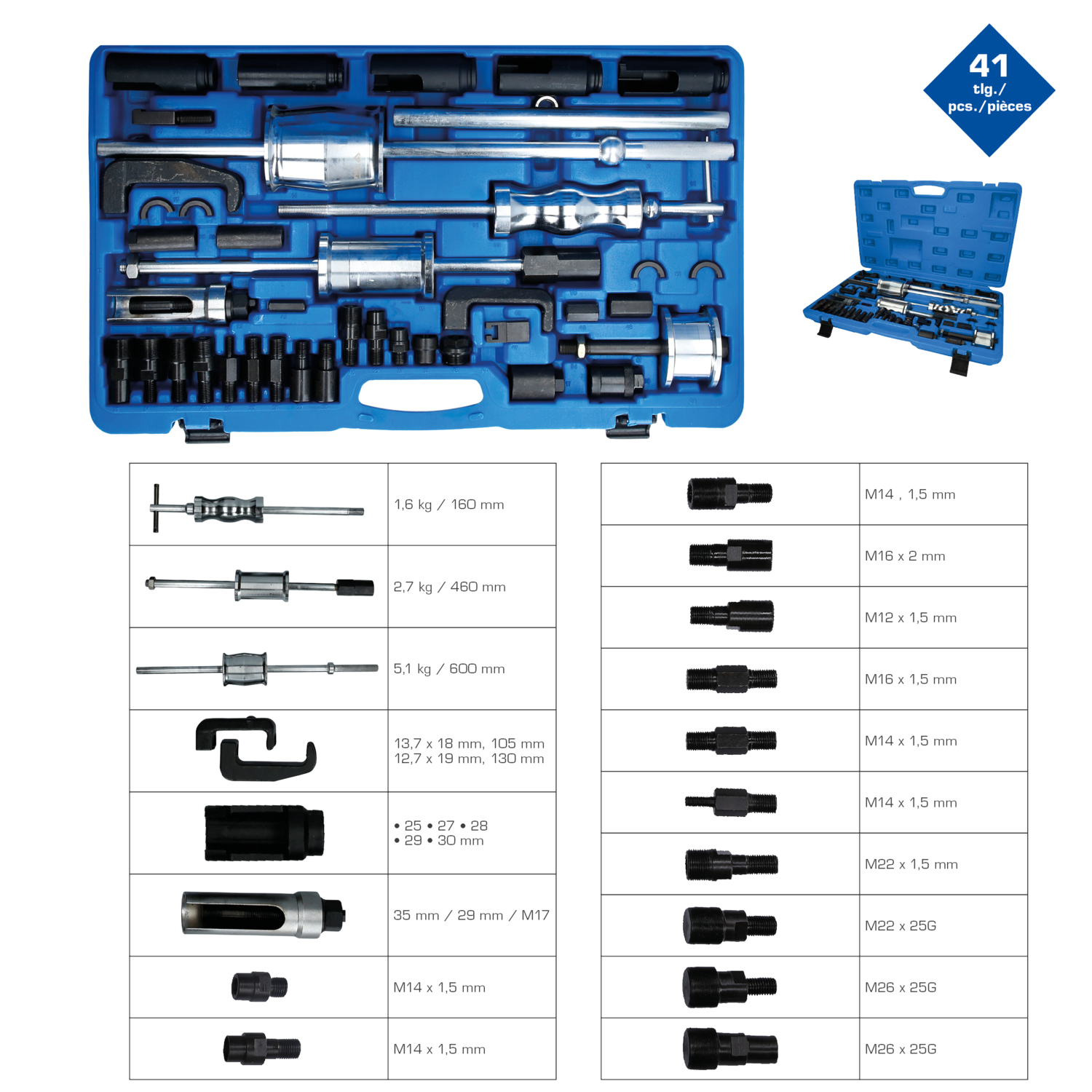 Brilliant Tools Injektor-Auszieher-Satz, 41-tlg - BT551010