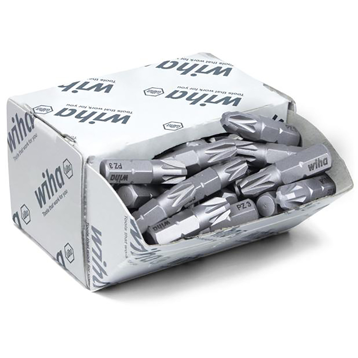 Wiha Bit Set Standard 25 mm Pozidriv (PZ3) 50-teilges Set 1/4 zoll C6,3 in Großpackung
