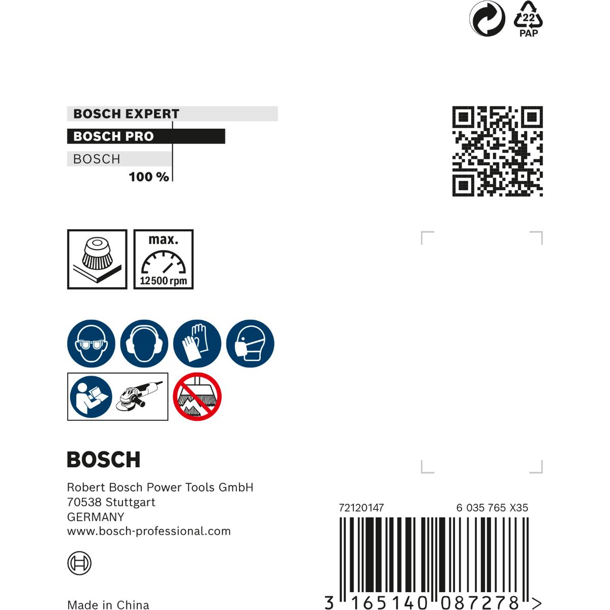 Bosch PRO Topfbürste, Edelstahl, gewellter Draht, M14, 8500-12500 U/min