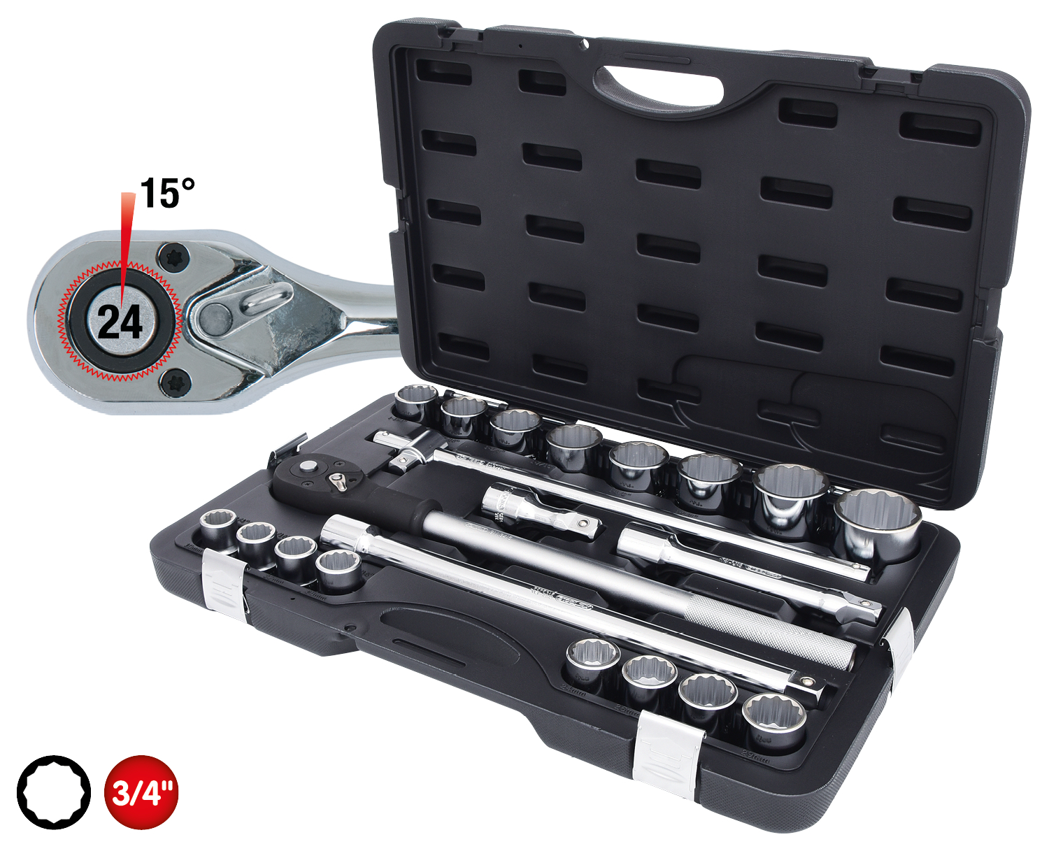 KS Tools 3/4" Steckschlüssel-Satz, 21-tlg