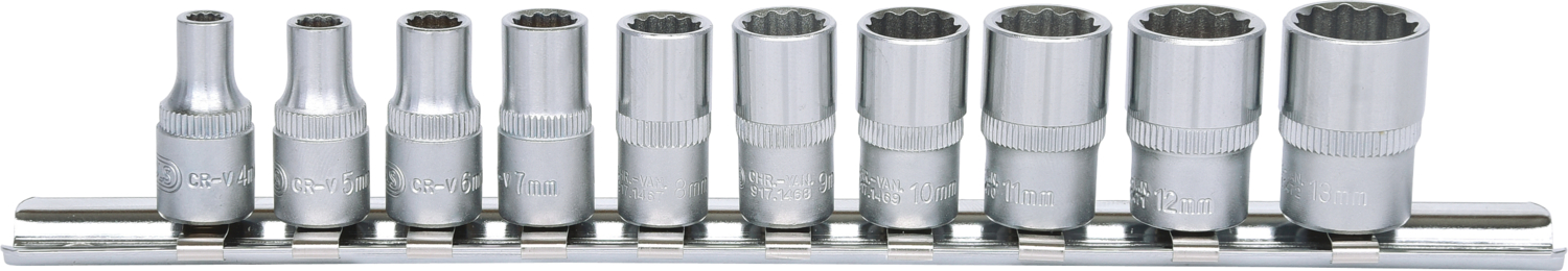 KS Tools 1/4" 12-kant-Stecknuss-Satz, 10-tlg