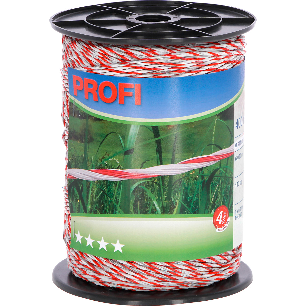 Kerbl Profi Weidezaunlitze 6x0,30 TriC, 400m, weiß/rot