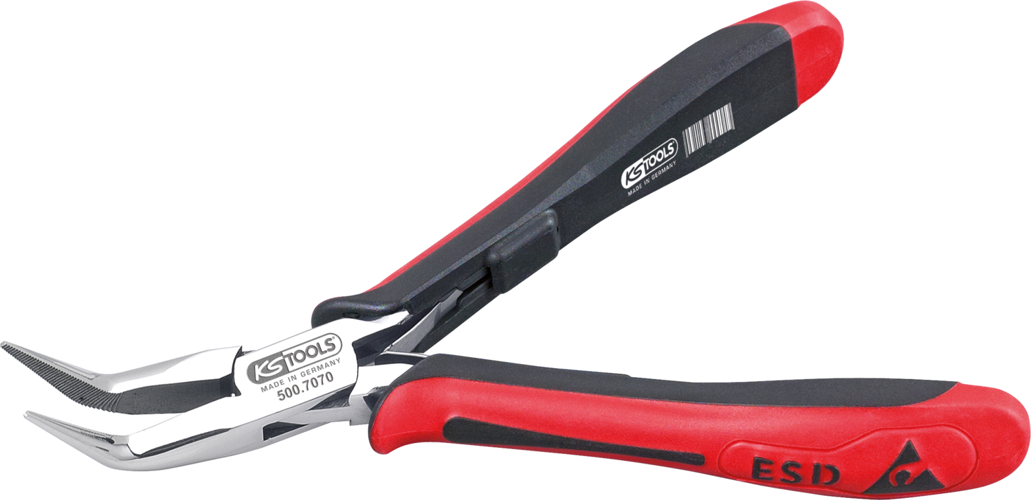 KS Tools ESD Spitzzange, gebogen, ohne Hieb, 130mm
