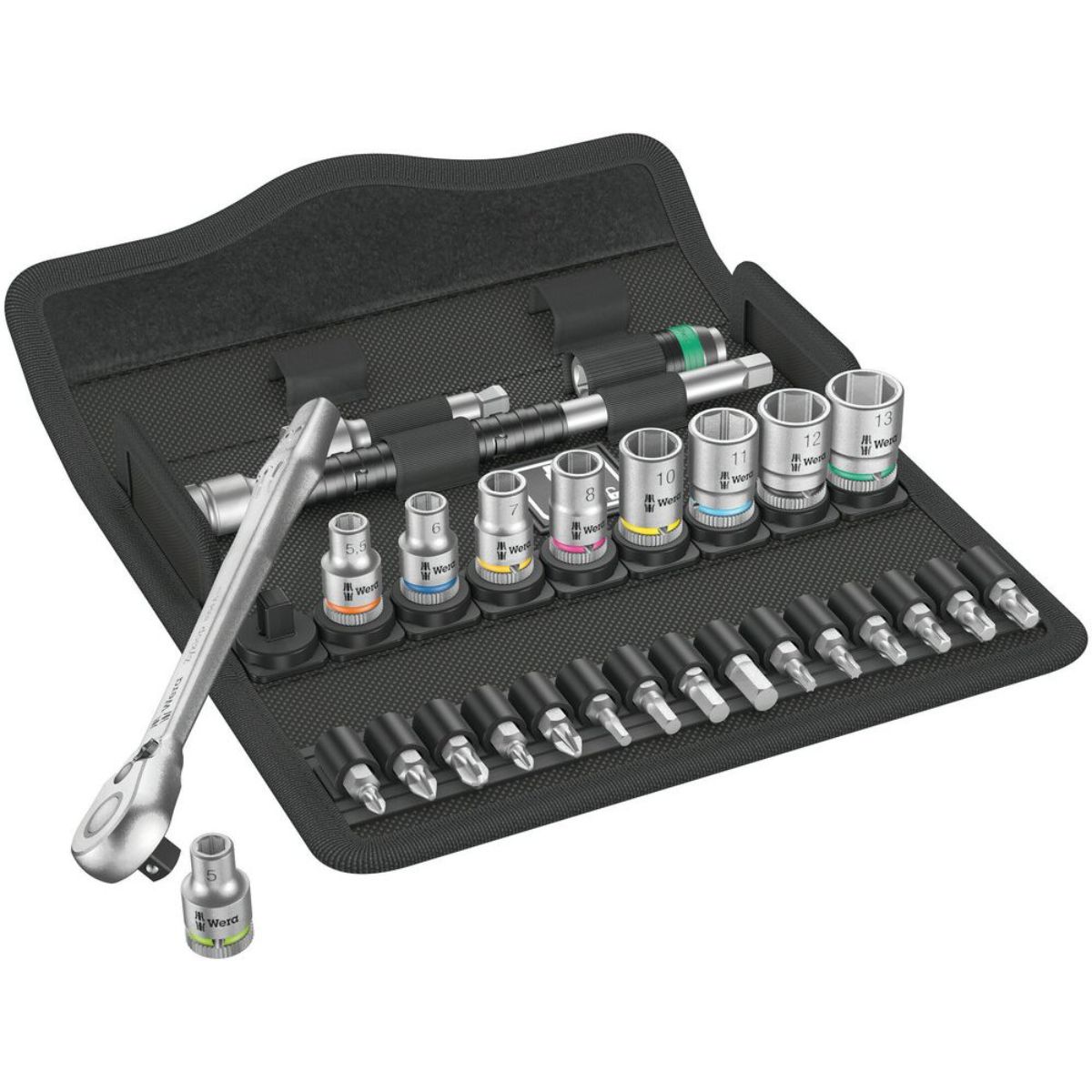 Wera 8100 SA 8 Zyklop Metal-Knarrensatz, Umschalthebel, 1/4"-Antrieb, metrisch, 28-teilig
