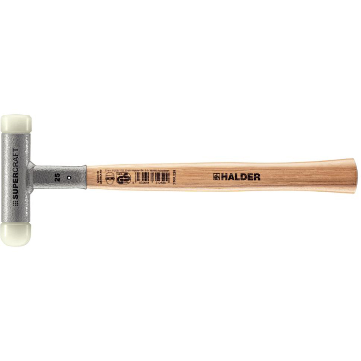 HALDER SUPERCRAFT - Schonhammer rückschlagfrei mit Hickorystiel mit Hickorystiel, Nylon