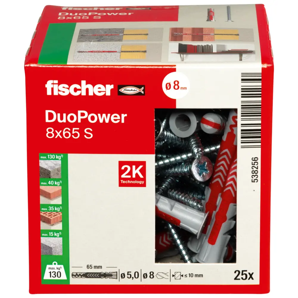 Fischer Universaldübel DuoPower 8x65 S mit Schraube