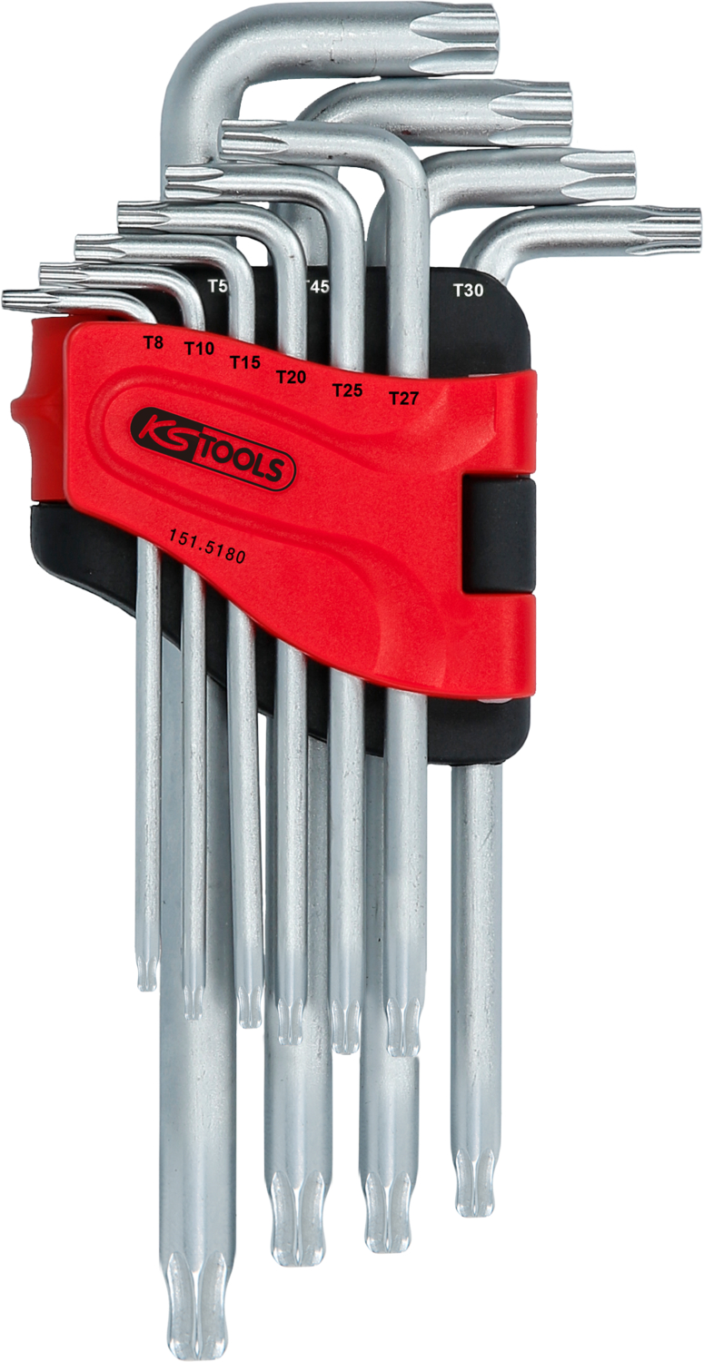 KS Tools Kugelkopf-Torx-Winkelstiftschlüssel-Satz, lang, 10-tlg