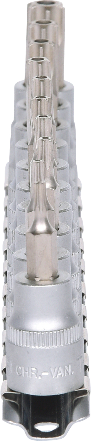 KS Tools 3/8" Bit-Stecknuss-Satz, 10-tlg, TB10-TB55 mit Stirnlochbohrung